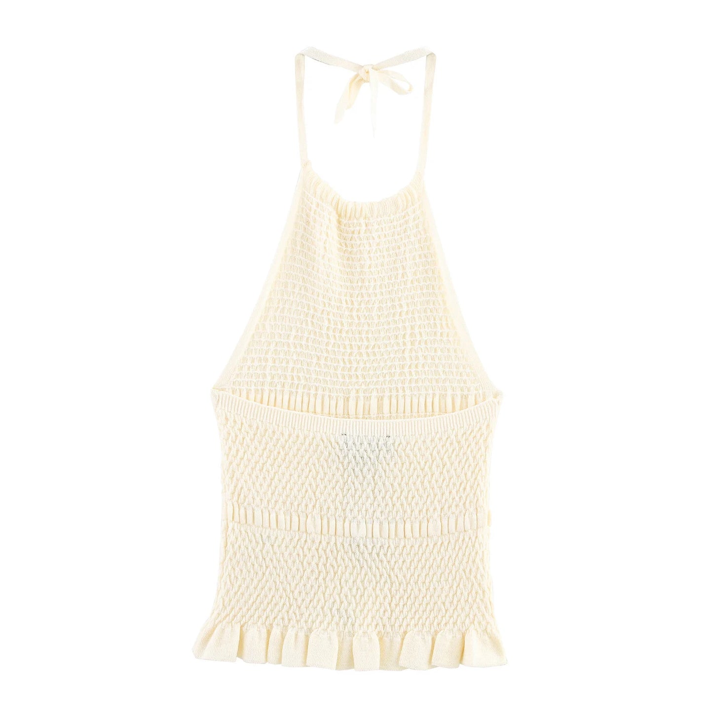 Women's Off Shoulder Halter Vest - Sweet Knitted Sleeveless Summer Top
