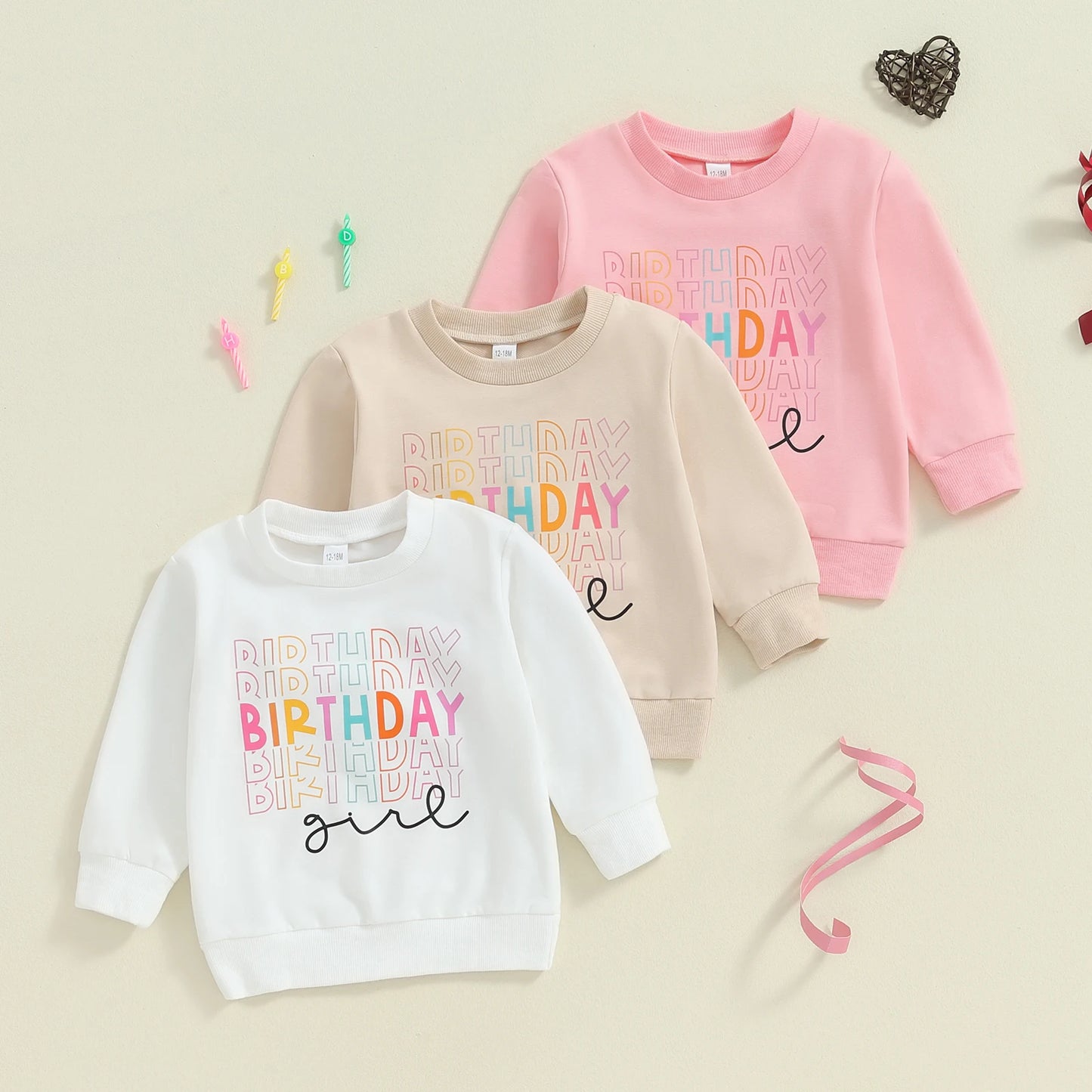 Kids Girls Birthday Sweatshirt with Letter Print (2-6Y)