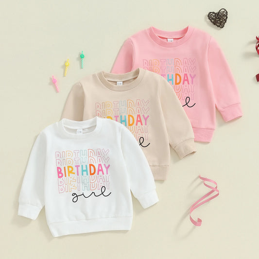 Kids Girls Birthday Sweatshirt with Letter Print (2-6Y)