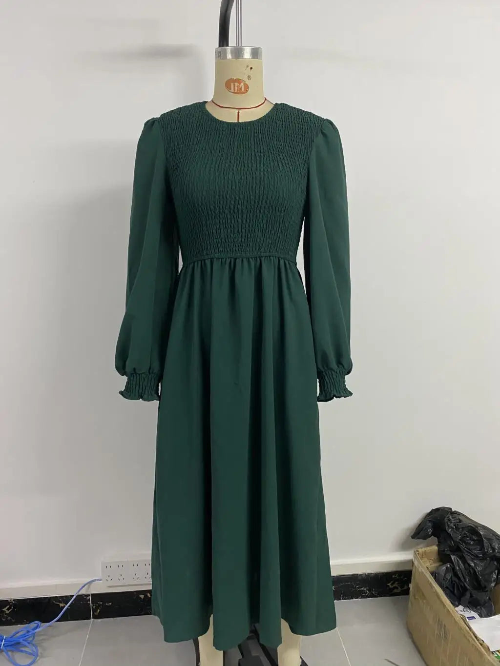 Women's Autumn Winter Elegant V-neck Lace Mid-Length High Waist Dress