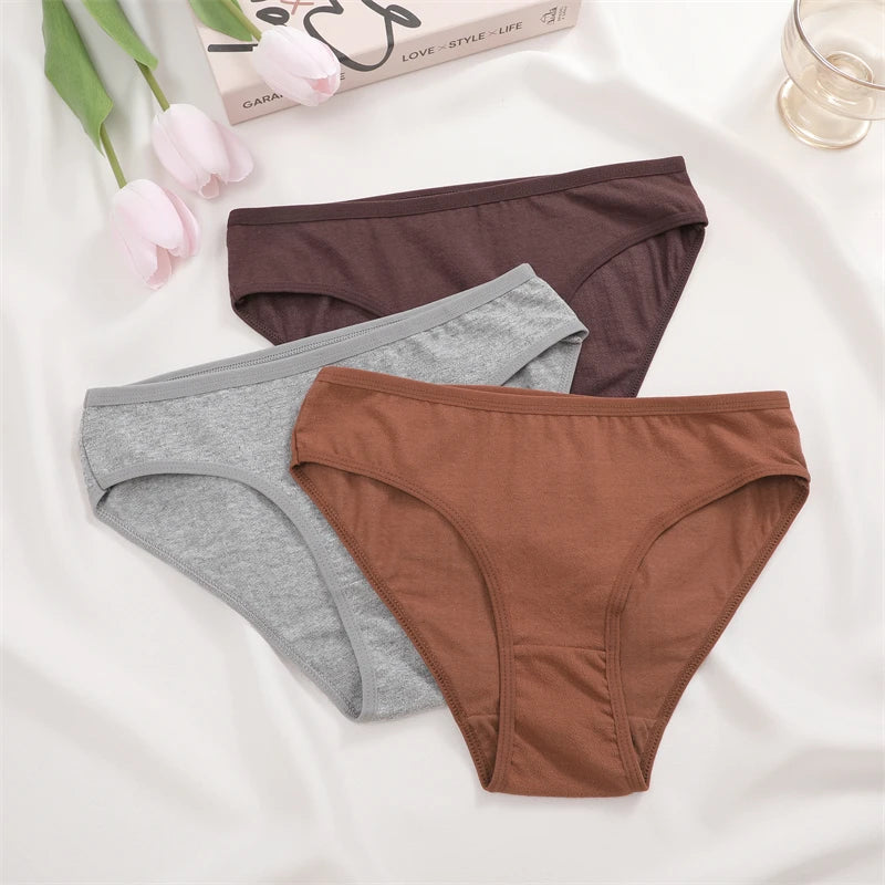 4-Pack Cotton Stretch Underwear Set - Women's Comfortable Low-Rise Briefs