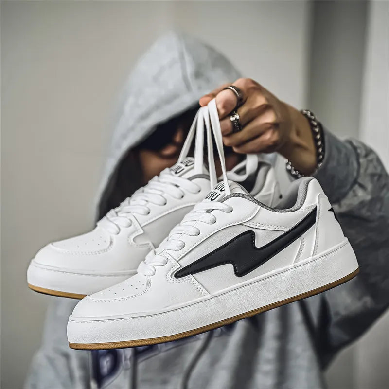 Men's Casual Sneakers Lightning Design Platform Skateboard Shoes Tennis Sports Shoes Outdoor Comfortable Vulcanized Sneakers