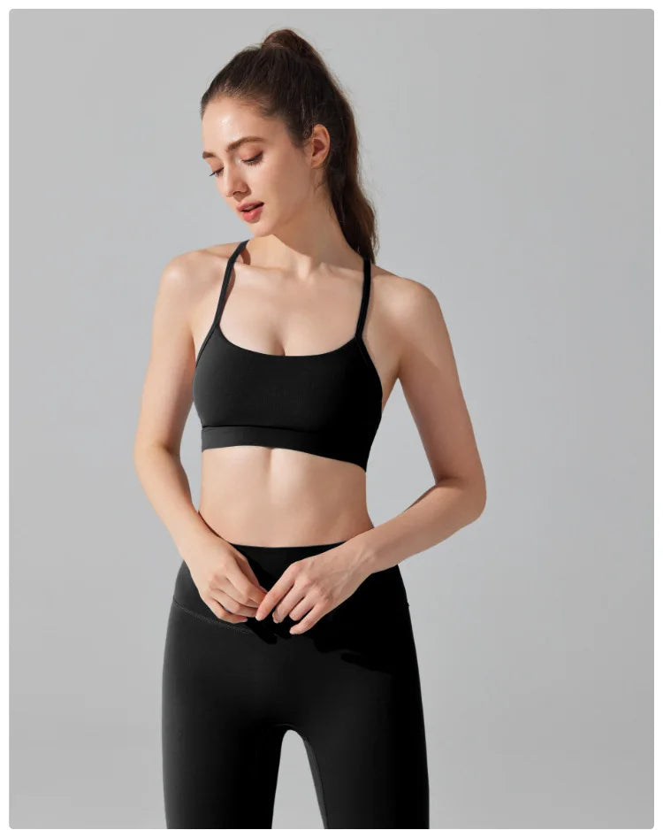 Women's Fitness Yoga Bra Buttery Soft Gym Crop Top Back Breathable Workout Top Sports Vest