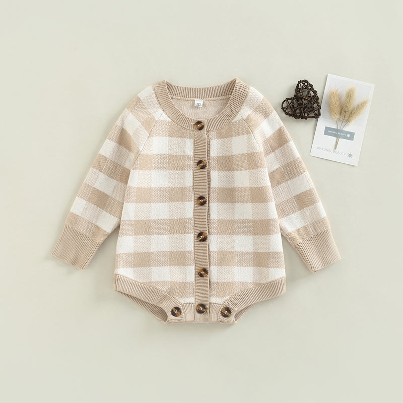 Toddler Baby Sweater Romper with Plaid Print (0-24M)