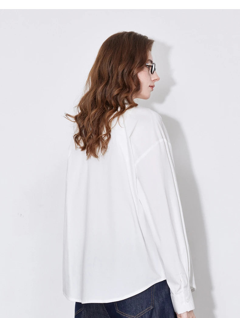 Women's Blouse Stand Collar Single Breasted Button  Shirt