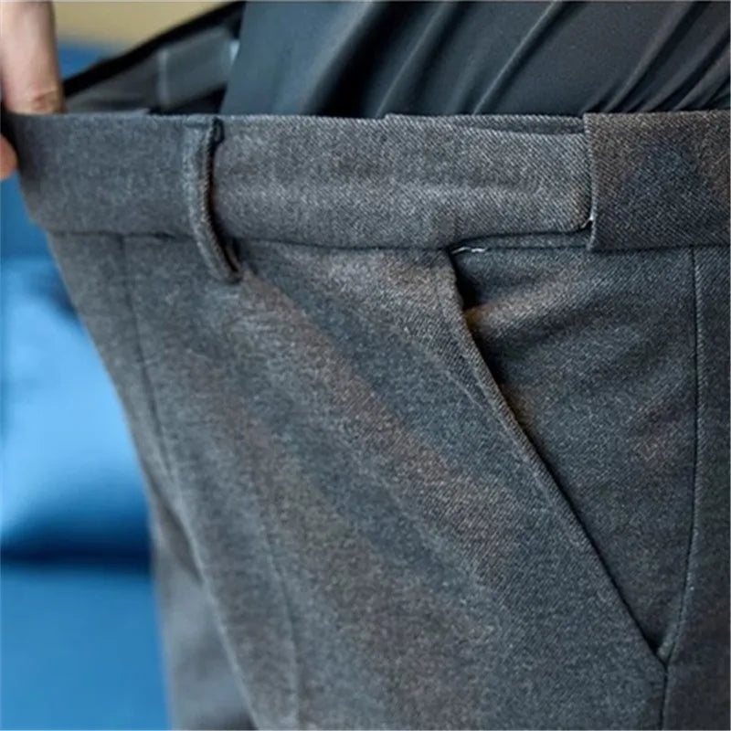 Men's Woolen Elastic Full Length Trousers