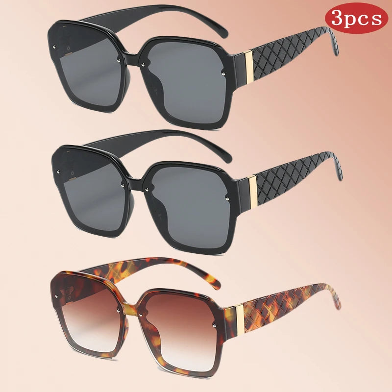 Women's 1/3pcs Classic Square Large Frame Retro Mesh Gradient Sunglasses UV400