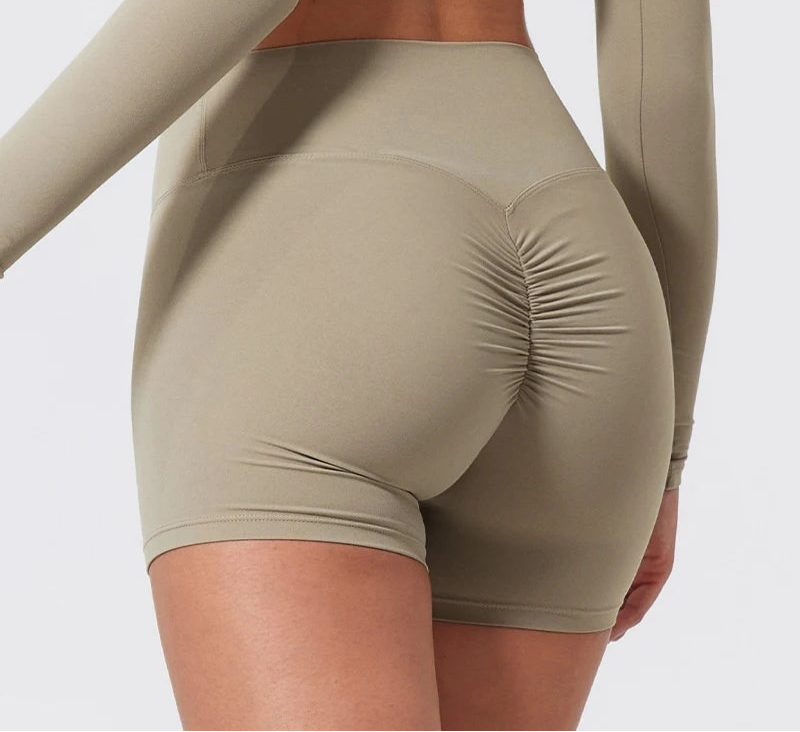 Women's Elastic Scrunch Yoga Push Up Gym Leggings Cycling Workout Short Quick-Dry High Waist Sports Shorts