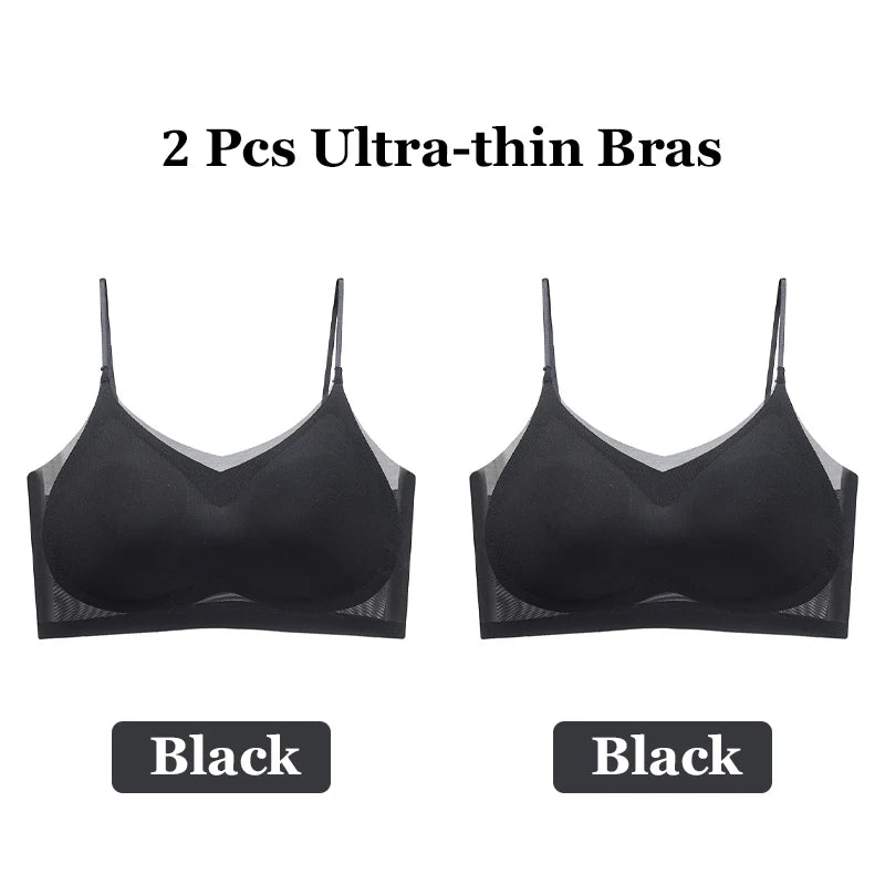 Women's Seamless Wireless Bralette 2-Pack - Ultra-Thin Ice Silk Breathable Vest
