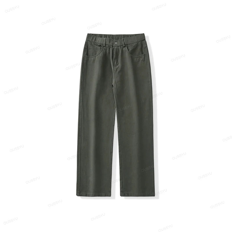Men's 100% Cotton Wide Leg Casual Trousers | Elastic Waist Year-Round Pants M–XXXL