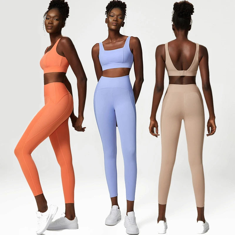 Women's 2 Pieces Fitness Yoga Set - Stretchy Sports Gym Sports Bra and High Waist Workout Leggings