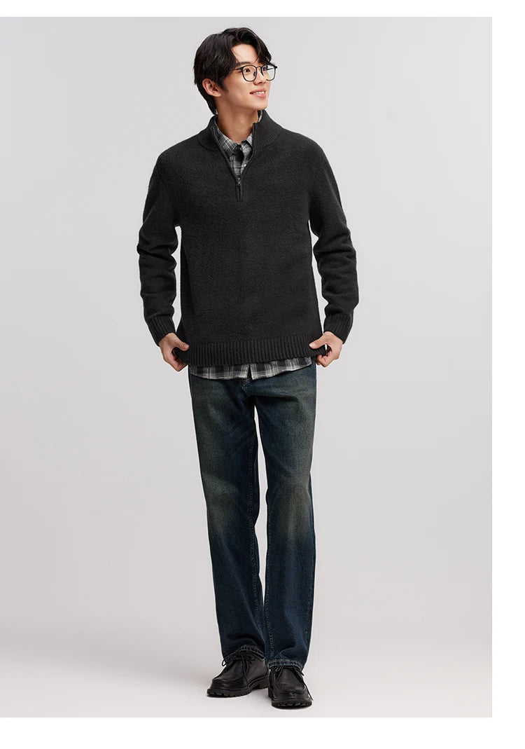 Vintage Loose Fit Jacquard Straight Leg Jeans - Men's Fashion Denim