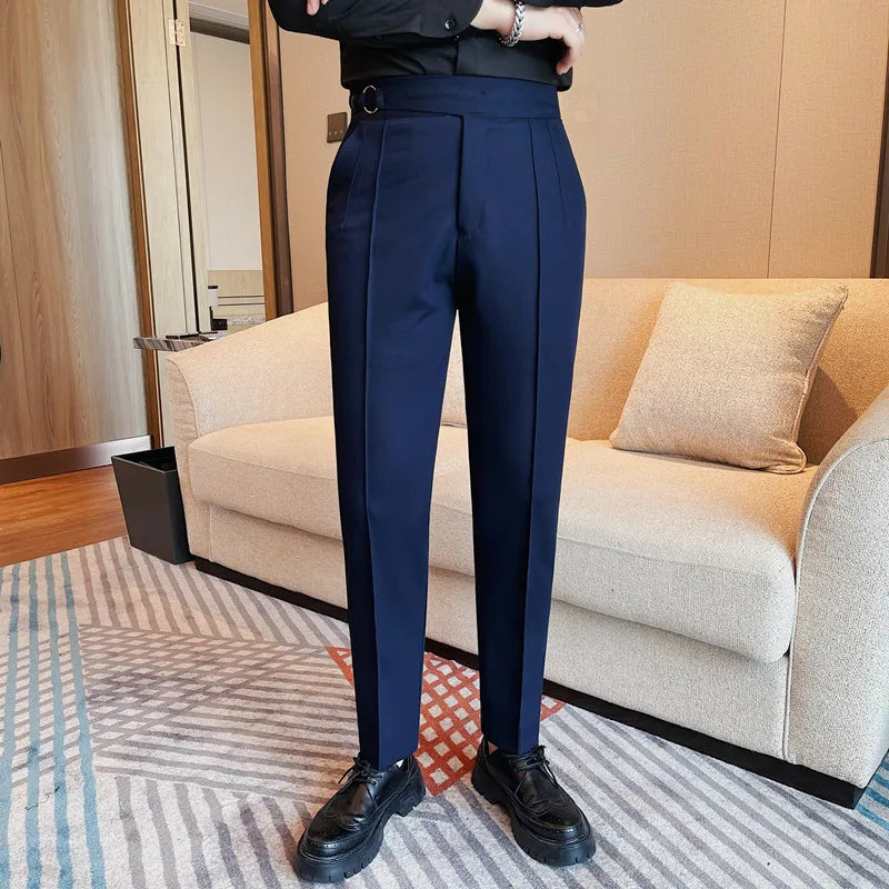 Men's British Style Slim Fit Smart Casual Trousers