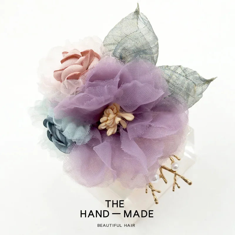 Elegant Cloth Art Flower Brooch - Classic Suit Accessory for Women