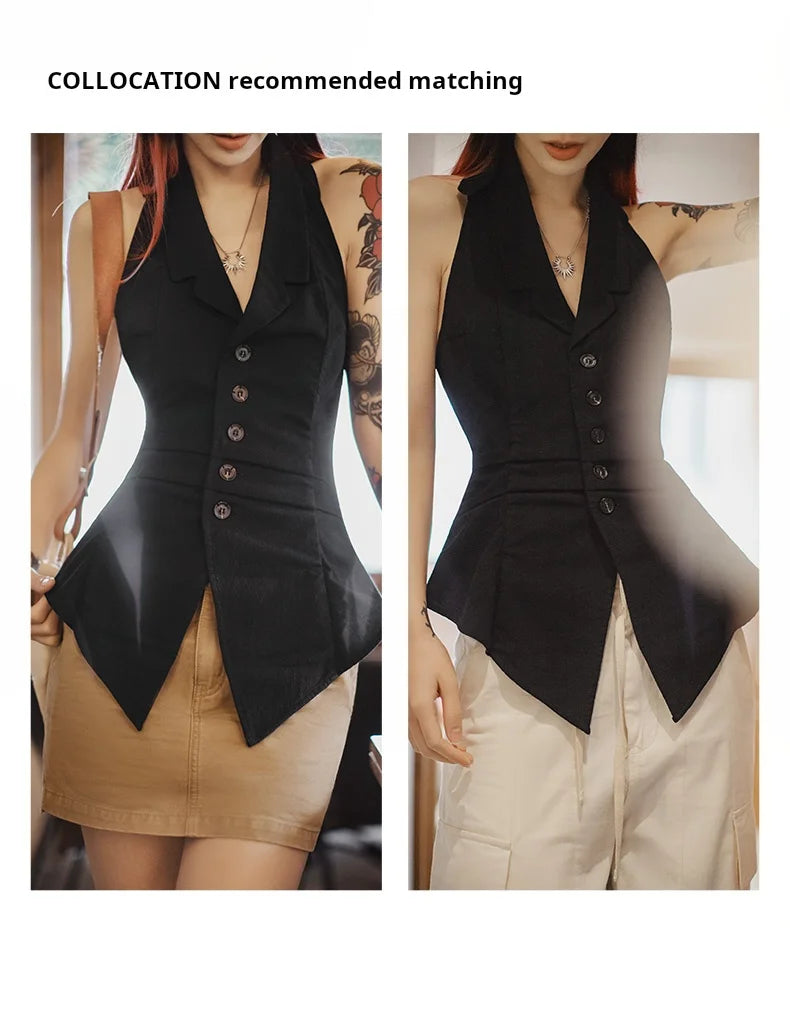 Women's V-Neck Halter Vest - Sleeveless Bodycon Tank Top