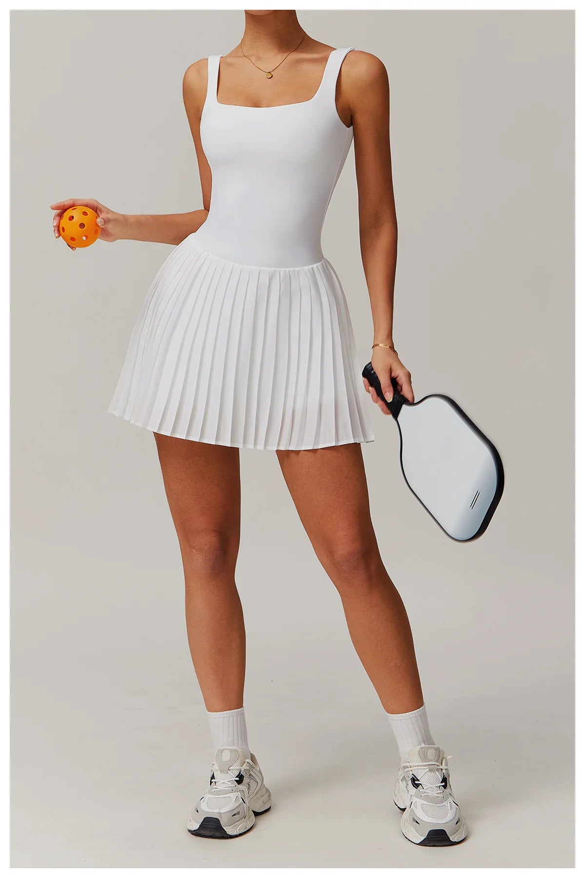 Tennis Skirt with Inner Lining - Pleated Golf Workout Dress with Pockets