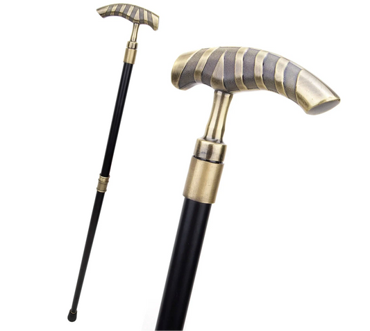 Golden Stripe Vampire Walking Cane - Vintage Halloween Decorative Stick 93cm