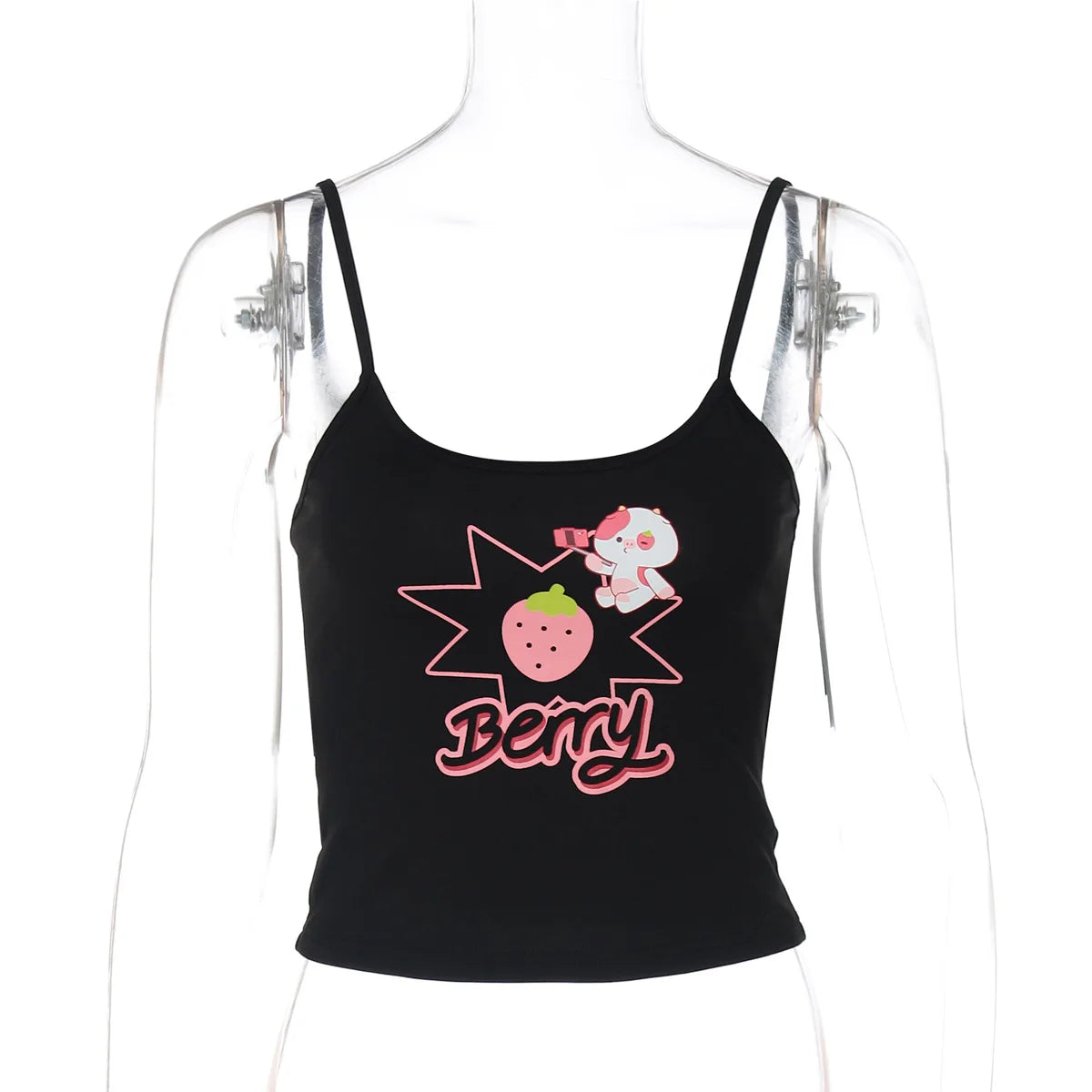 Women's Y2K Letter Print Summer Camisole Top Slim Fit Backless Basic Cropped Tank Top