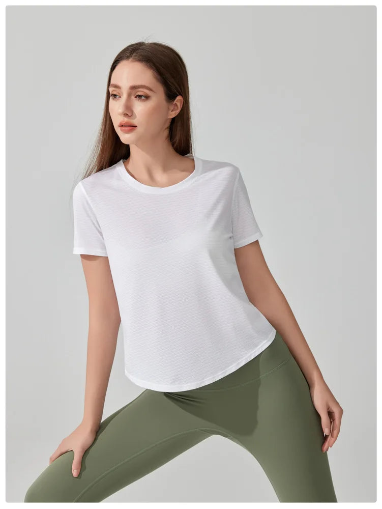 Women's Loose Fit Yoga T-Shirt - Quick Dry Athletic Top for Running & Gym
