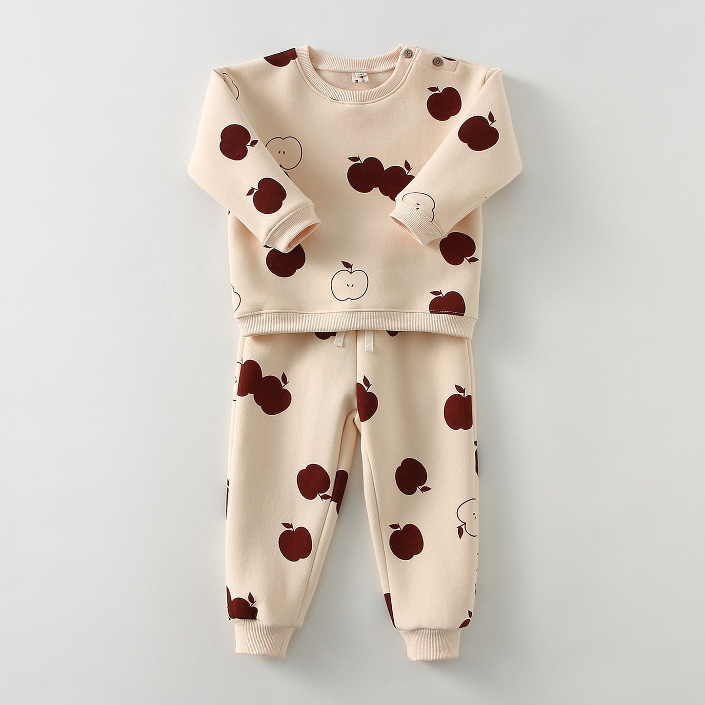 Children's 2Pcs Embroidery Thicken Fleece Warm Sweatshirt and Pants Set Outfit
