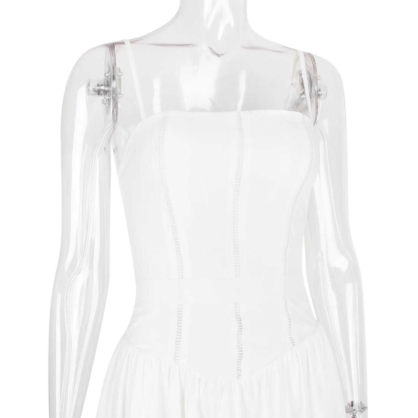 Women's Corset Detail Spaghetti Strap Knotted Long Summer Dress