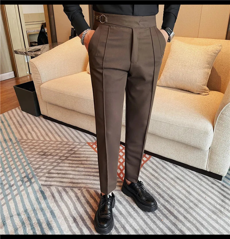 Men's British Style Slim Fit Smart Casual Trousers