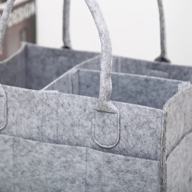 Felt Baby Diaper Organizer Caddy - Newborn Storage Bag for Nappies & Essentials