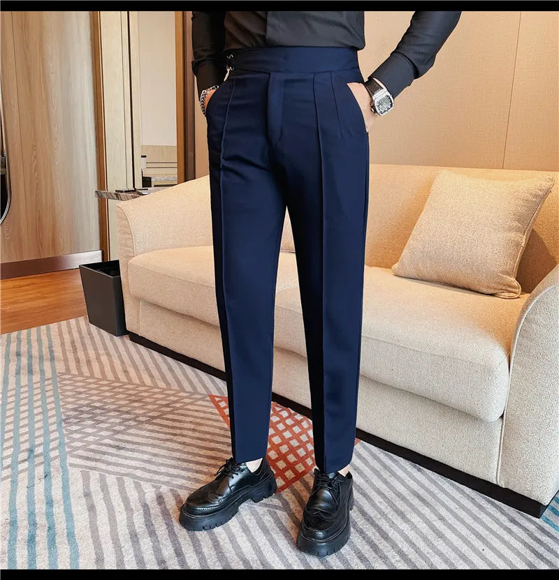 Men's British Style Slim Fit Smart Casual Trousers