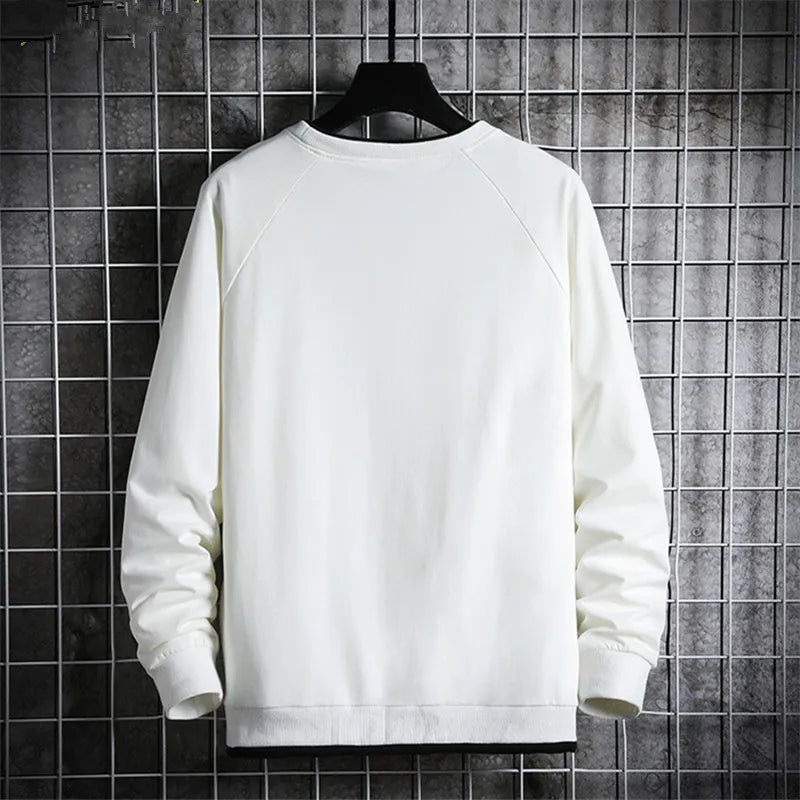 Men's Casual Long Sleeve Round-Neck Patchwork Sweatshirt