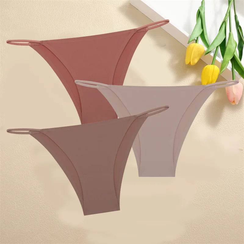 3-Pack Seamless Low Waist Bikini Briefs - Comfortable Stretch Underwear