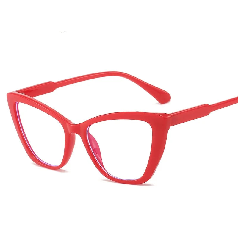 Women's Cat Eye Anti-Blue Light Glasses - Retro Flat Lens Prescription Compatible