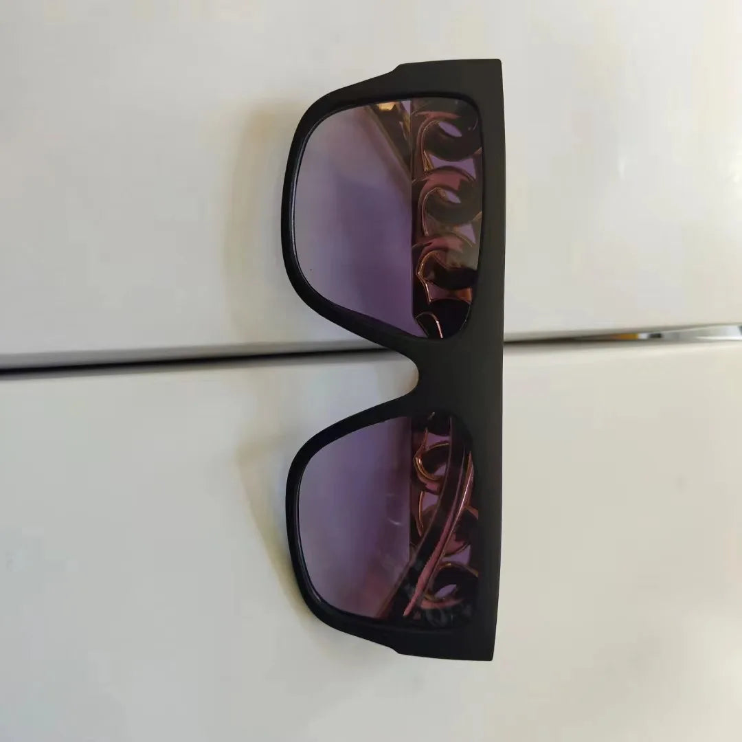Hip Hop Punk Sunglasses - Gold Chain Necklace Eyewear with UV400