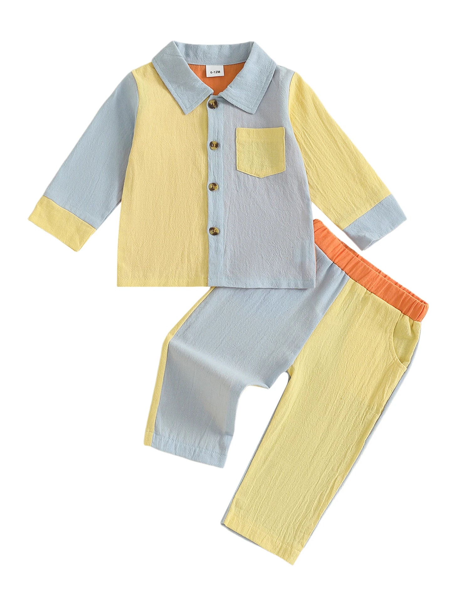Boys Contrast Colour Shirt & Pants Set (0-4Y)