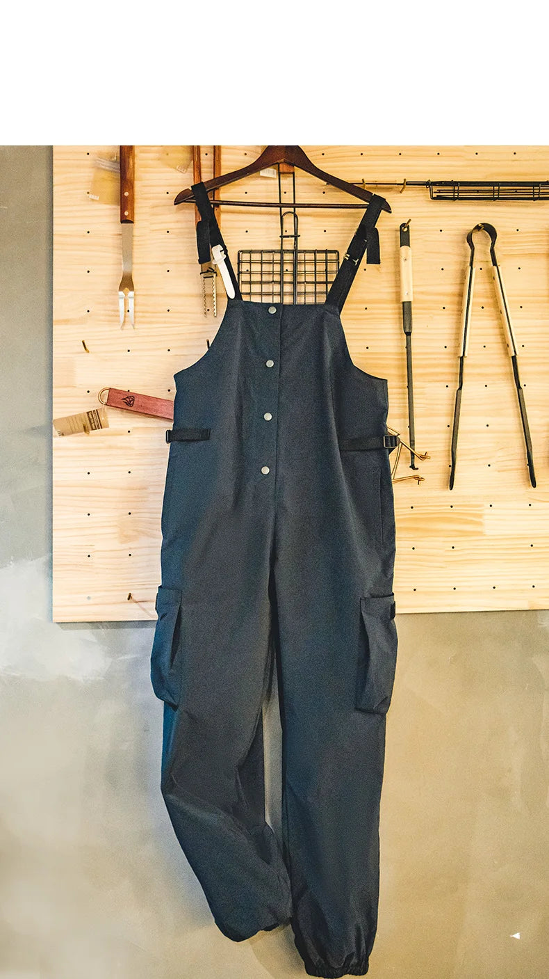 Women's Jumpsuits Retro Overalls Mountain Series Large Pocket Jumpsuit Waterproof Loose Sleeveless Playsuits Cargo Pants
