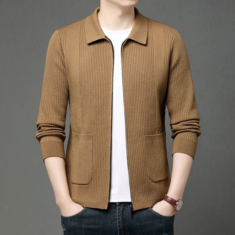 Men's Turn-Down Collar Knit Cardigan