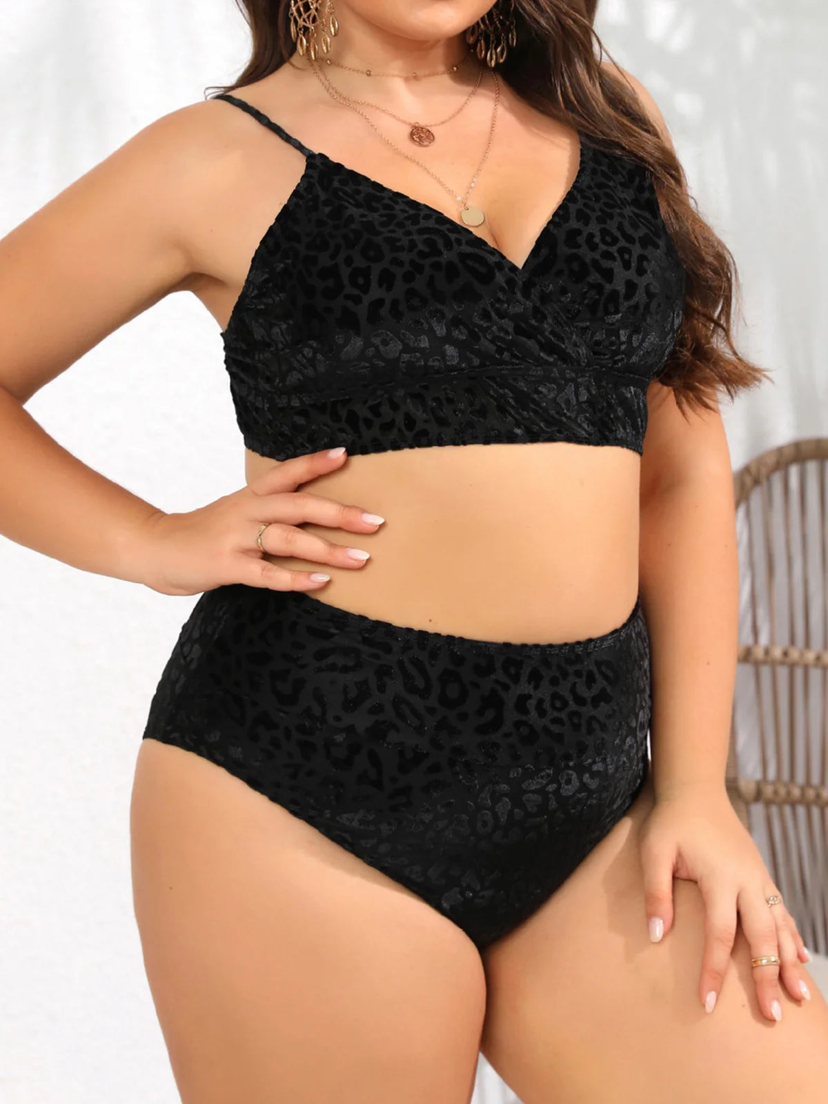 Leopard Print Bikini Set - High Waist Two Piece Swimsuit