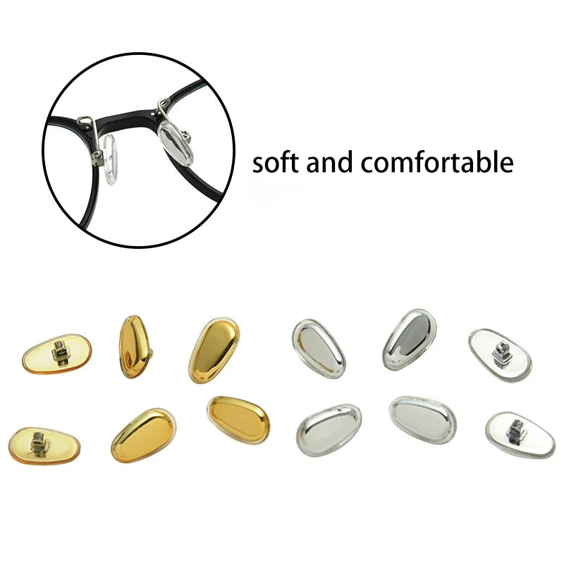 Silicone Glasses Nose Pads - Oval Screw-in Replacement Parts (5/10/20 Pairs)