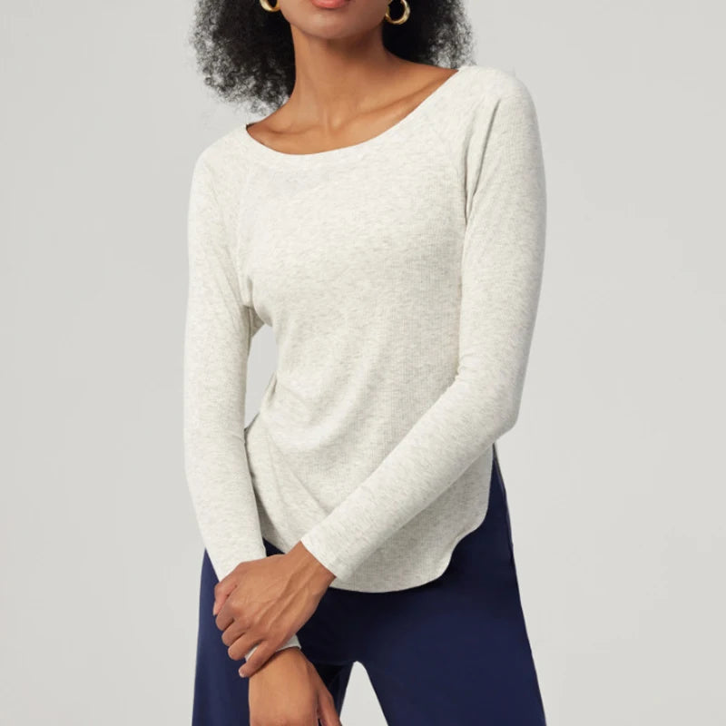 Women's Long Sleeve Yoga Shirt Lightweight Running Top Loose Breathable Quick Dry Gym Blouse Sportswear