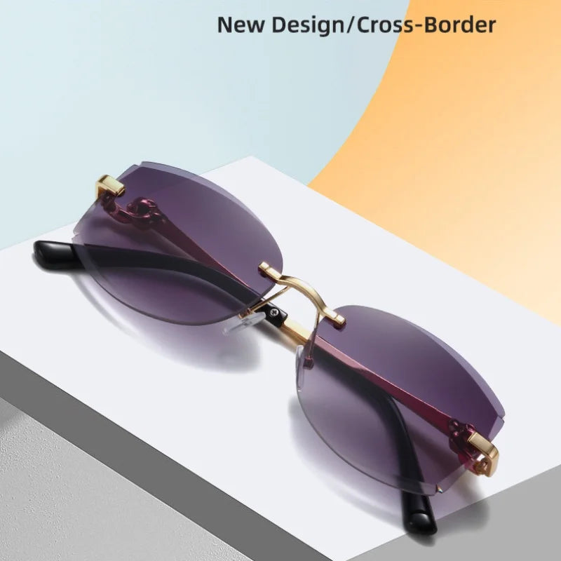 Women's Gradient Frameless Sunglasses - Cut Edge Metal Design