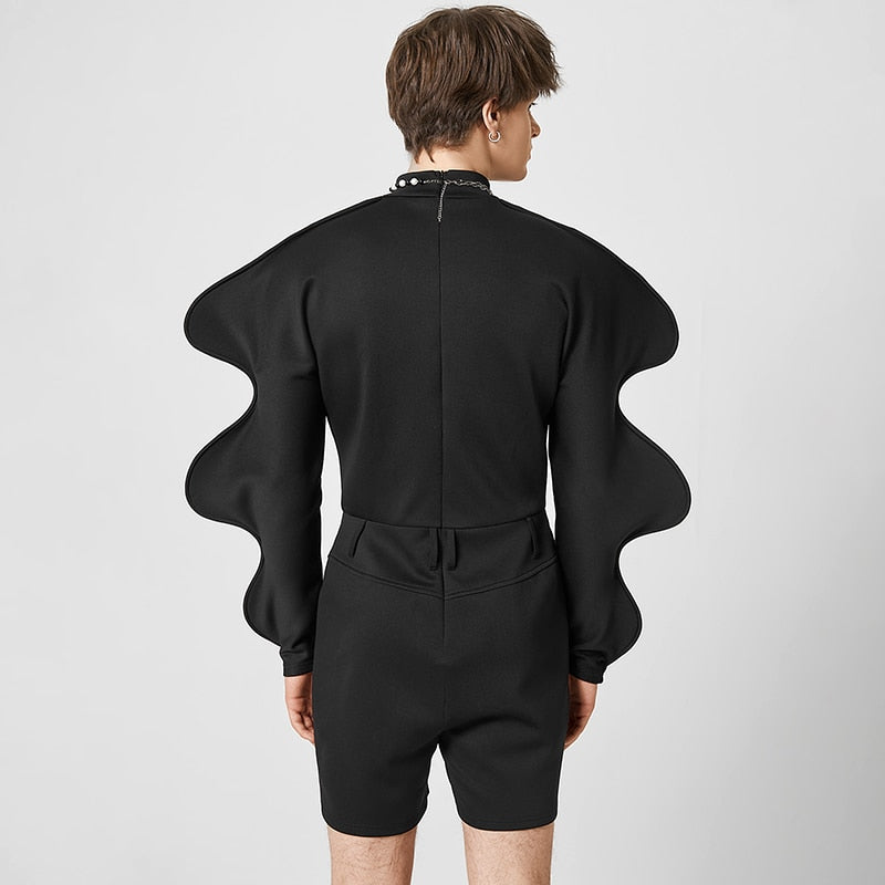 Men's Turtleneck Long Gigot-sleeve Irregular Playsuits S-5XL
