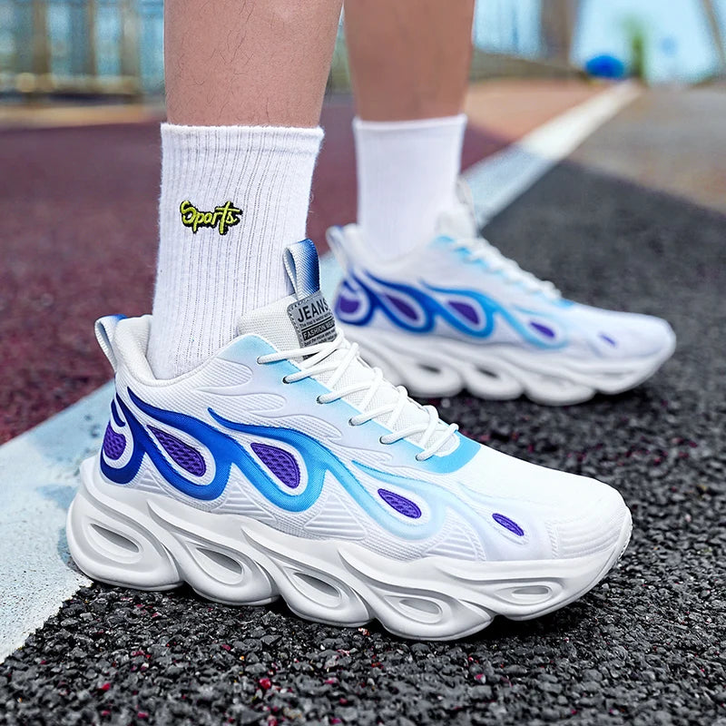 Men's Casual Sneakers Breathable Sports Light Running Tennis Sneaker Lace Up Platform Trainers Shoes