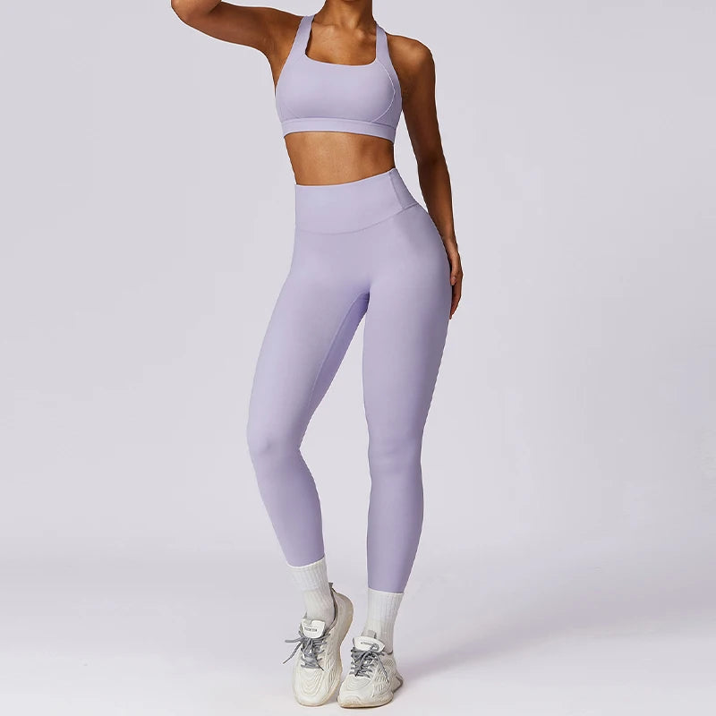 Women's 2Pcs Sports Fitness Tracksuit Workout Sportswear Quick-Drying Yoga Gym Yoga Set