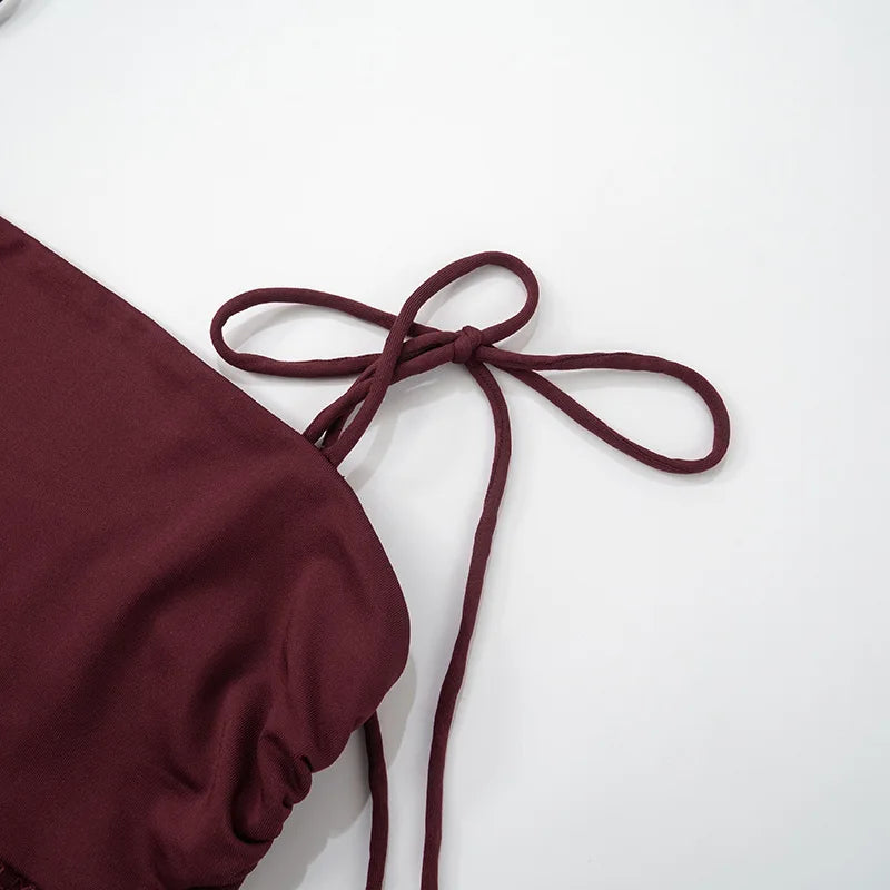 Women's Lace Trimmed Cut Out Backless Maxi Dress Club Outfits Summer Bandage Lace Up Slip Gown Dress