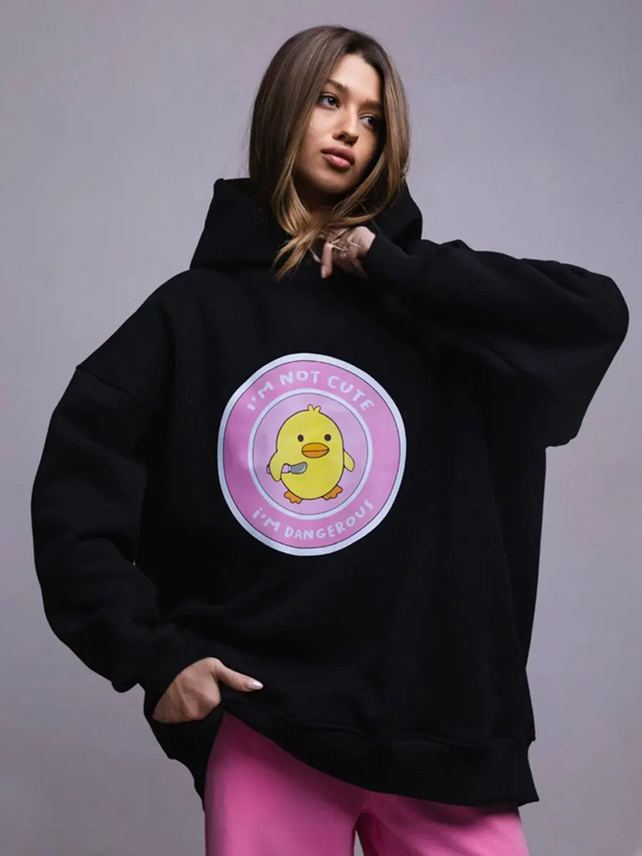 Women's Warm Loose Sports Chic Print Oversized Hoodie