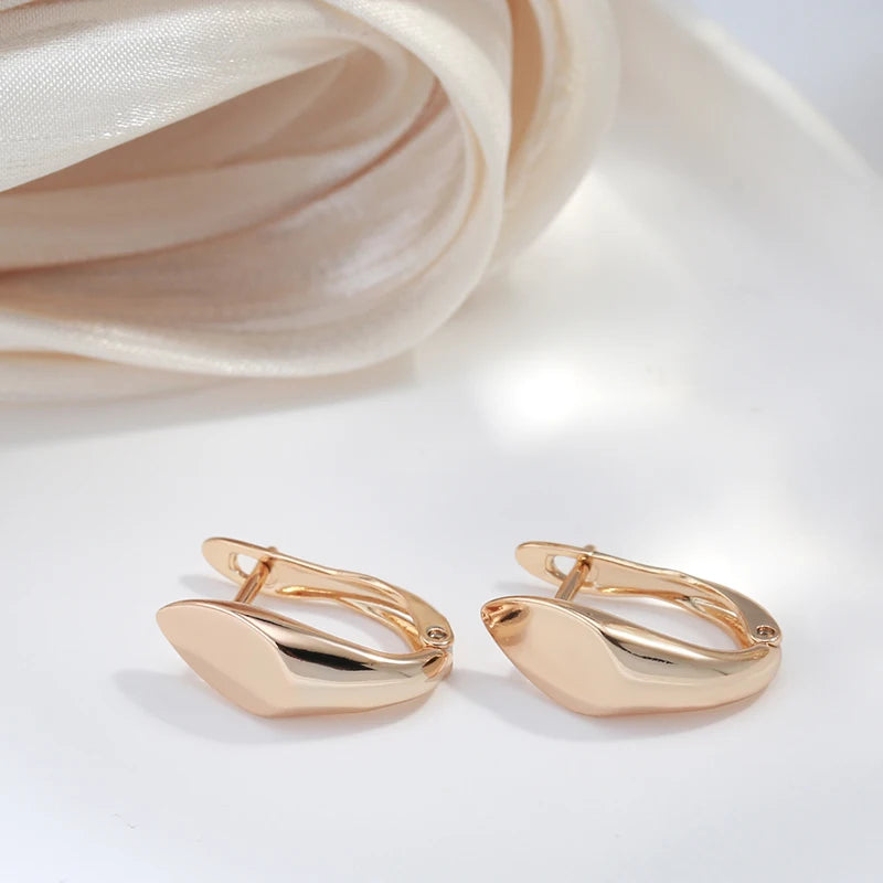 585 Rose Gold Colour Glossy Dangle Earrings Simple Rhombus Earrings For Women