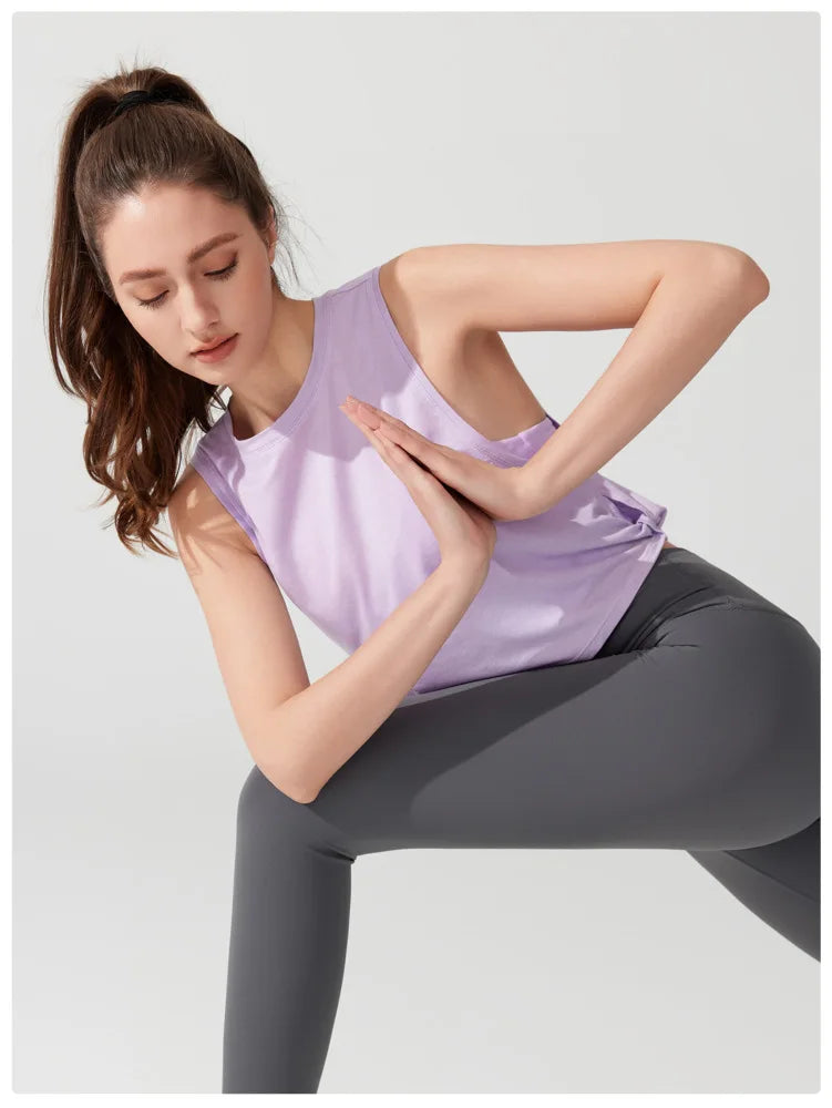Women's Sleeveless Yoga Vest - Loose Fit Quick Dry Athletic Tank Top