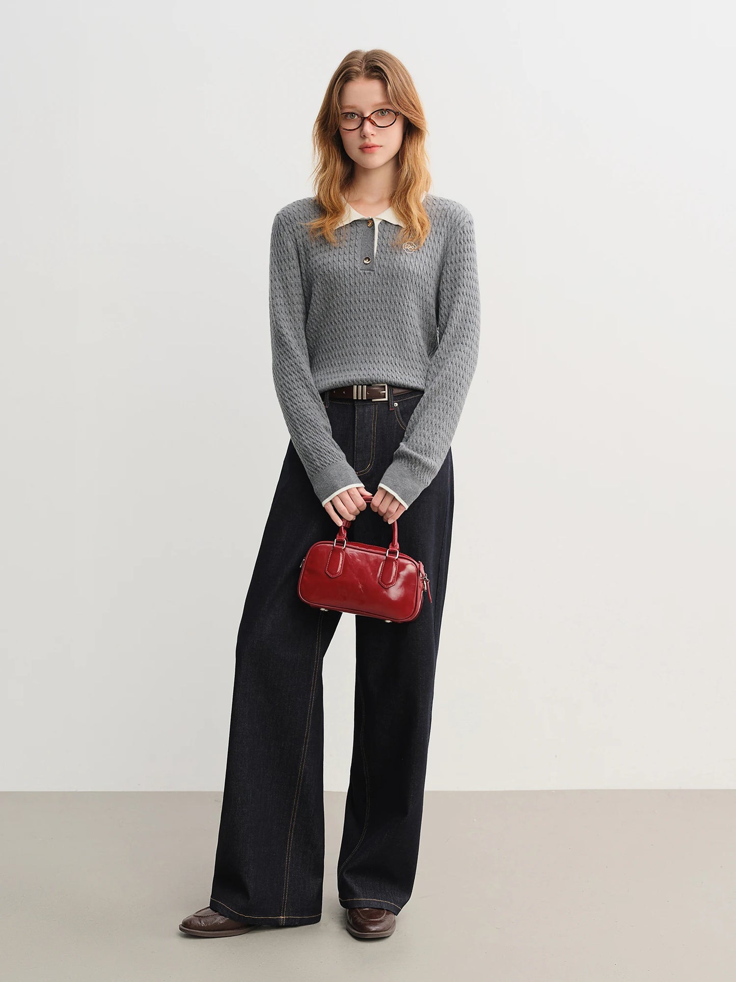 Women's High Waist Straight Leg Jeans - Stretch Denim Casual Trousers