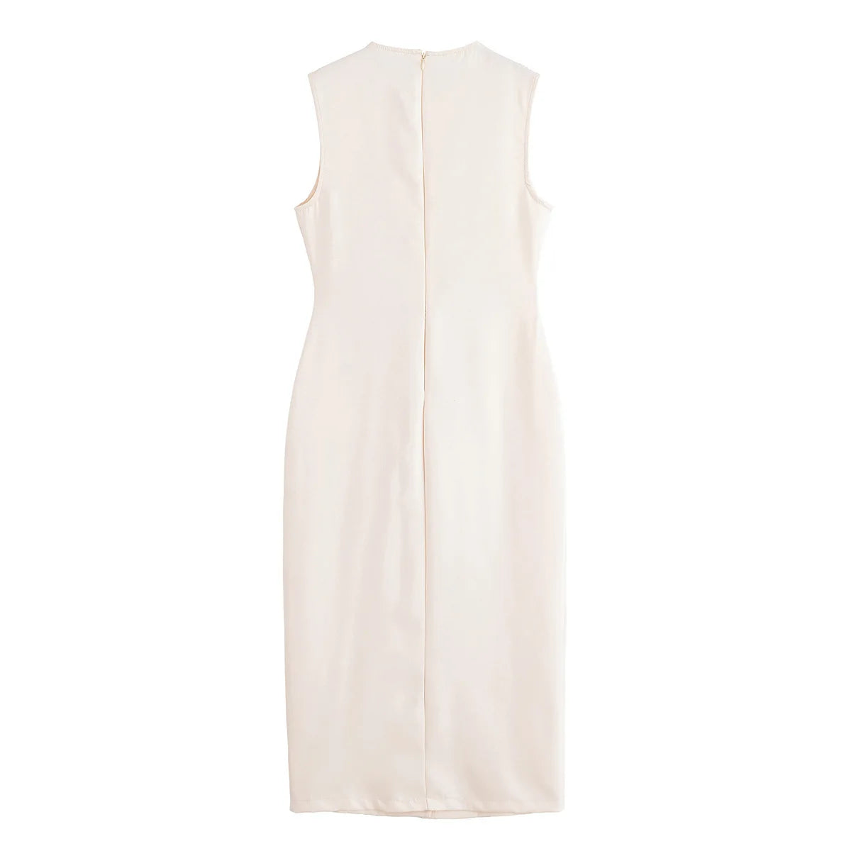 Women's Matching Belt Crepe Fabric Midi Dress