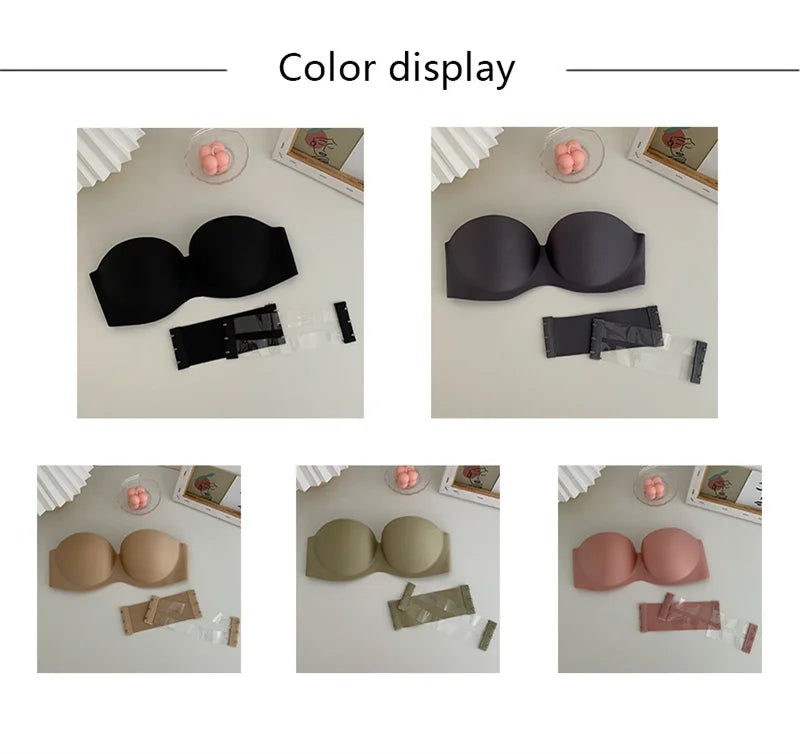 Women's Strapless Bras Wireless Bralette Soft Underwear Seamless Bras Invisible Bra With 2pcs Straps
