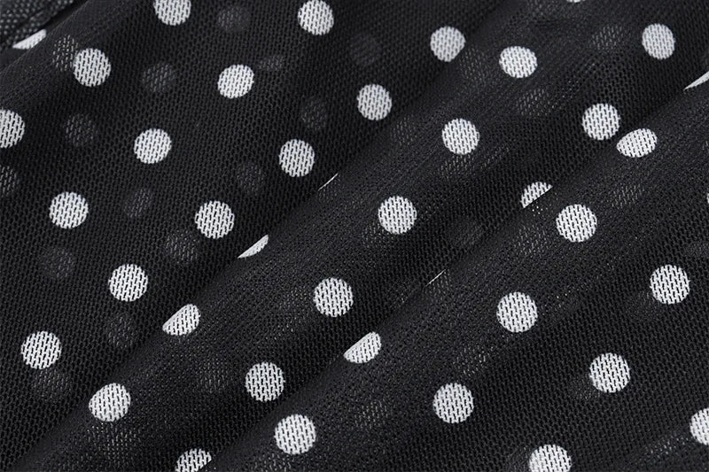 Women's Chiffon Polka Dot Summer Outfit Cropped Asymmetrical Basic Top